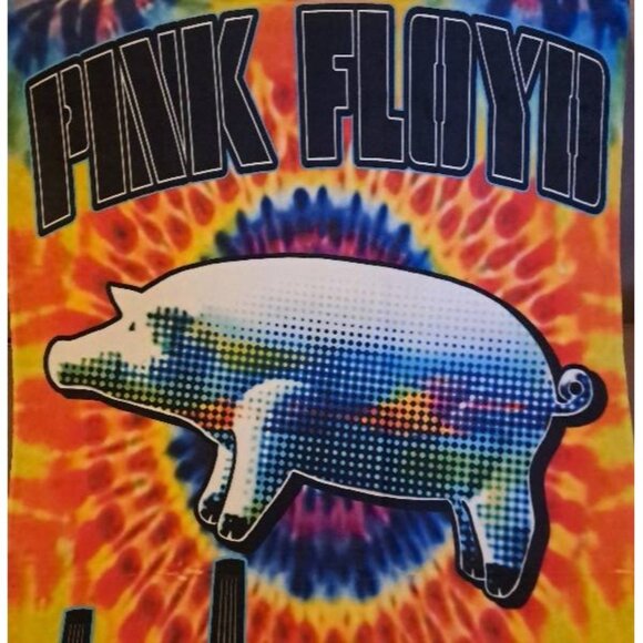 New Pink Floyd Animals Pig 1977 Beach Bath Pool Gift Towel Cotton Tie Dye Album - Picture 3 of 4